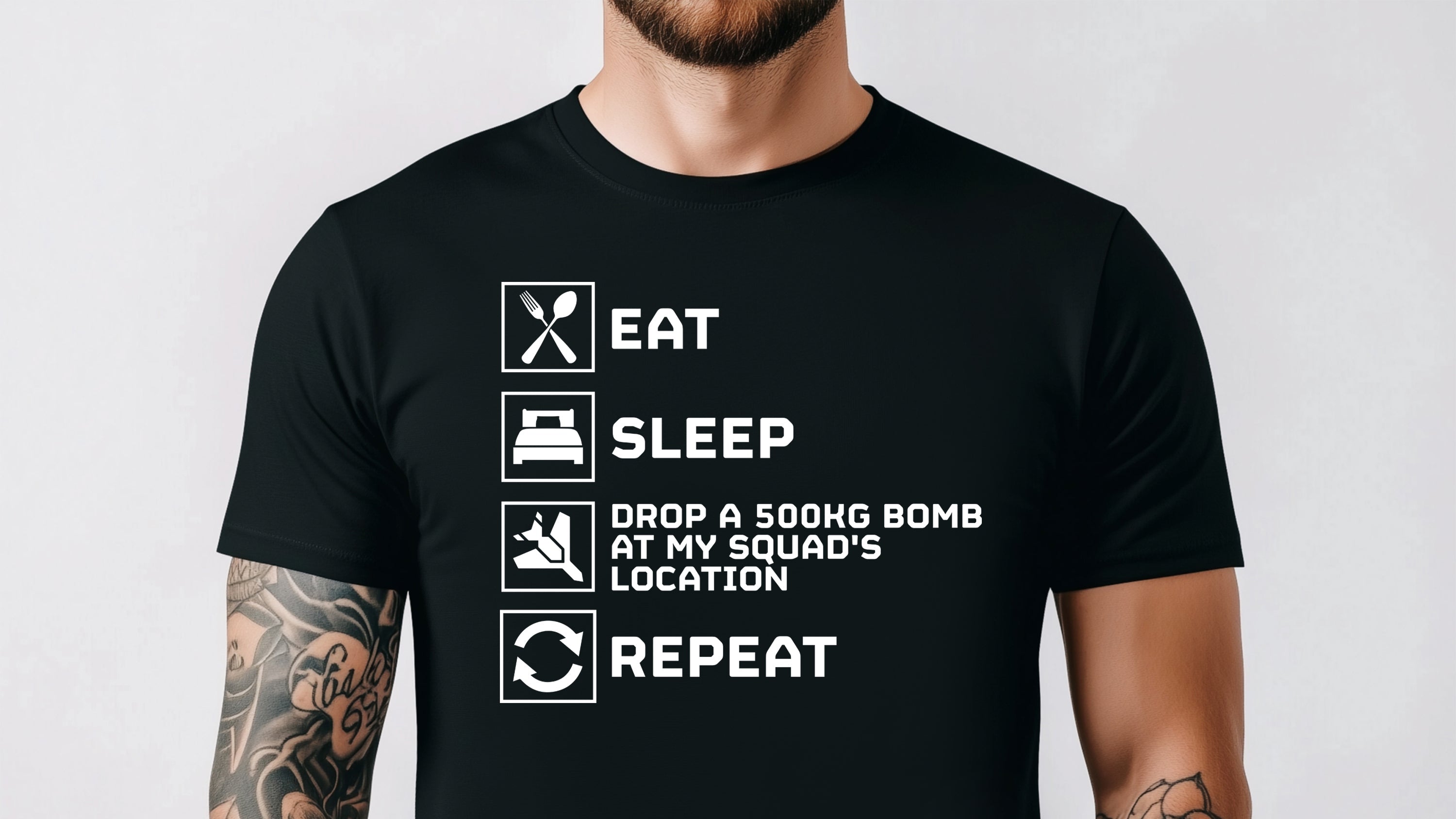 Eat Sleep Drop 500KG Bomb Repeat Shirt | Funny Helldivers 2 T-Shirt