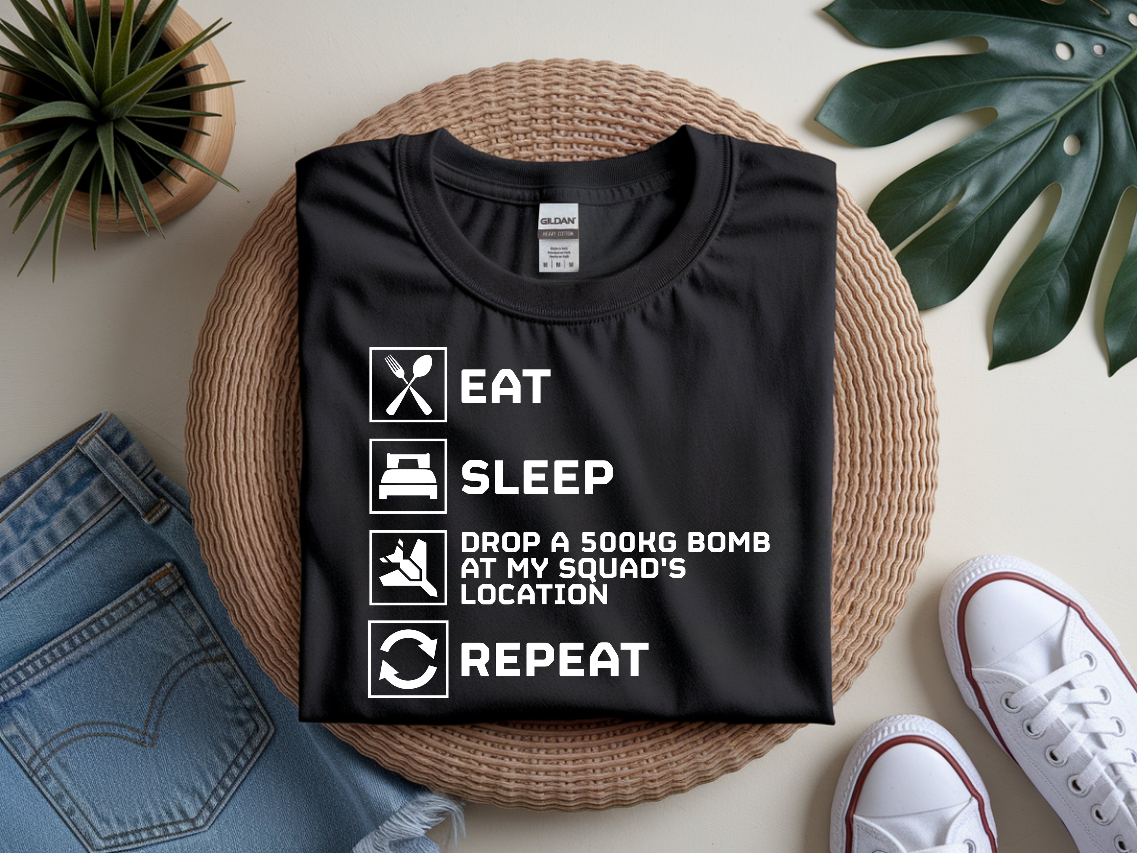 Eat Sleep Drop 500KG Bomb Repeat Shirt | Funny Helldivers 2 T-Shirt