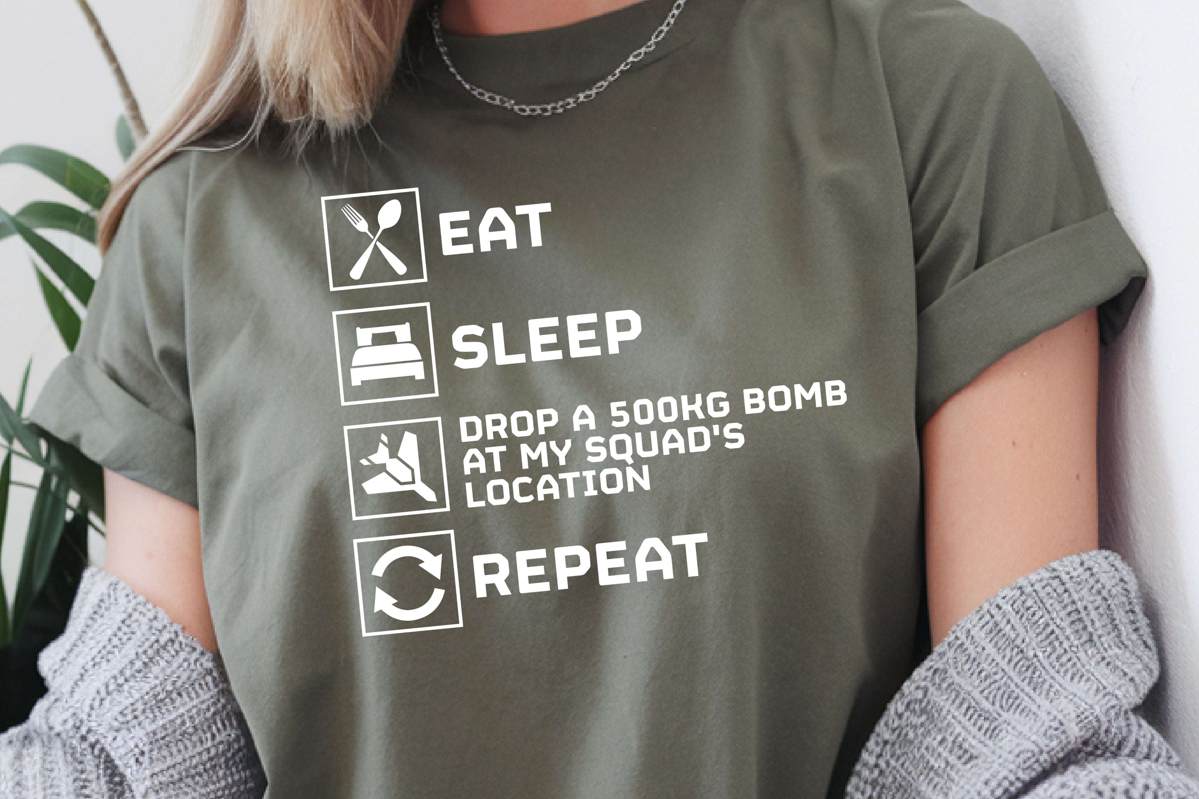 Eat Sleep Drop 500KG Bomb Repeat Shirt | Funny Helldivers 2 T-Shirt