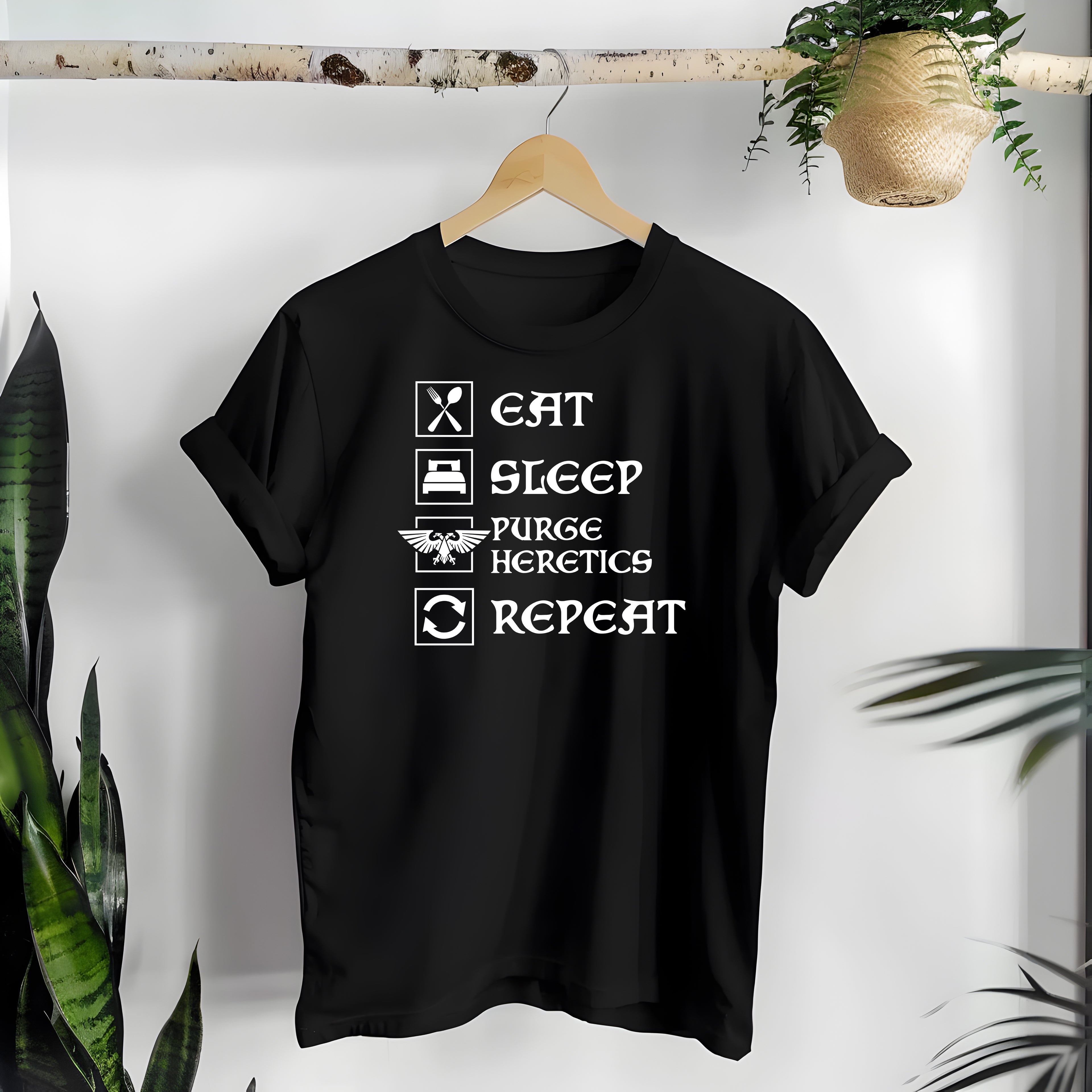 Eat Sleep Purge Heretics Repeat Meme T-Shirt | Funny Warhammer 40K Shirt