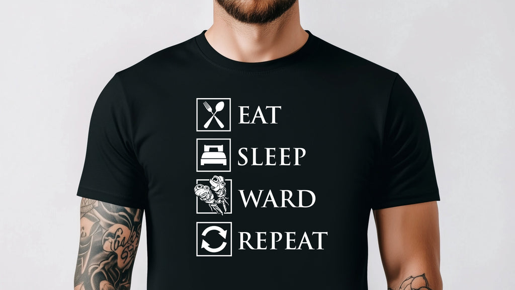 Eat Sleep Ward Repeat Shirt | Funny Dota 2 Support Meme T-Shirts for Gamers and Dota Players