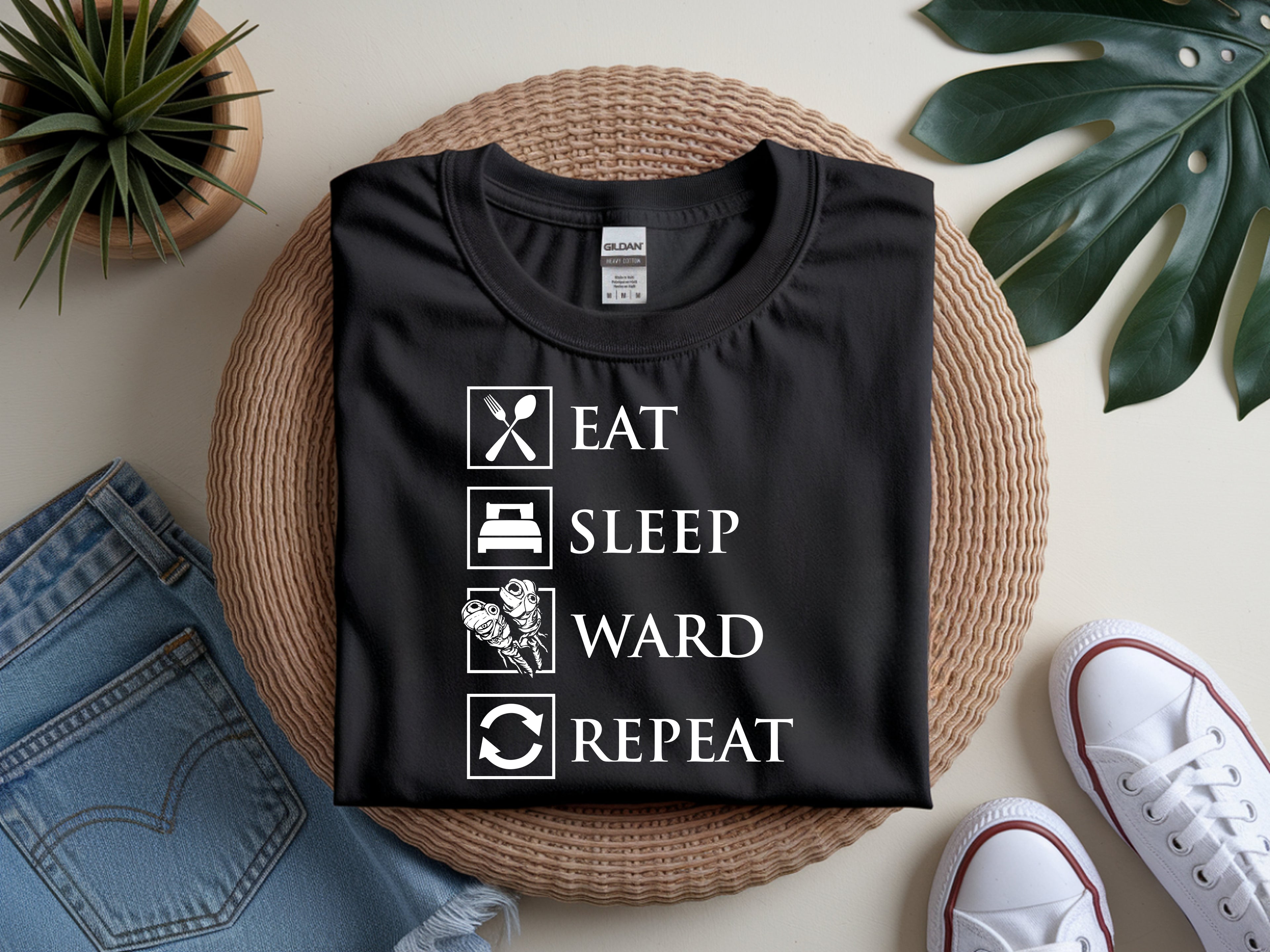Eat Sleep Ward Repeat Shirt | Funny Dota 2 Support Meme T-Shirts for Gamers and Dota Players