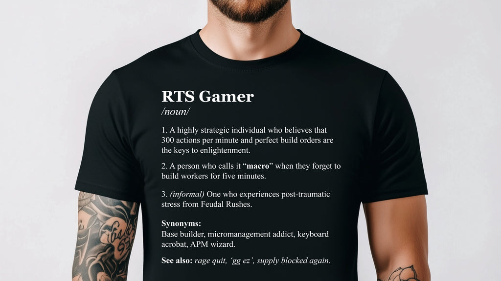 RTS Gamer Definition Shirt | Age of Empires Inspired Shirt | Funny Real Time Strategy Meme T-Shirt for RTS Fans