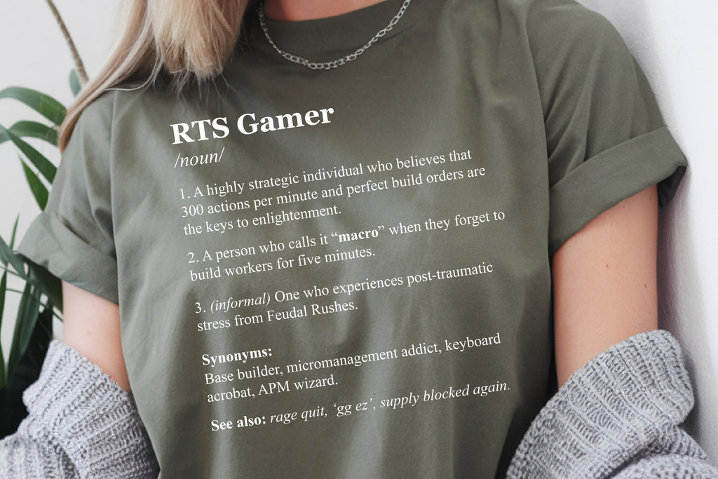 RTS Gamer Definition Shirt | Age of Empires Inspired Shirt | Funny Real Time Strategy Meme T-Shirt for RTS Fans